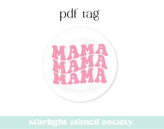 Mama Repeated Pink PDF Tag