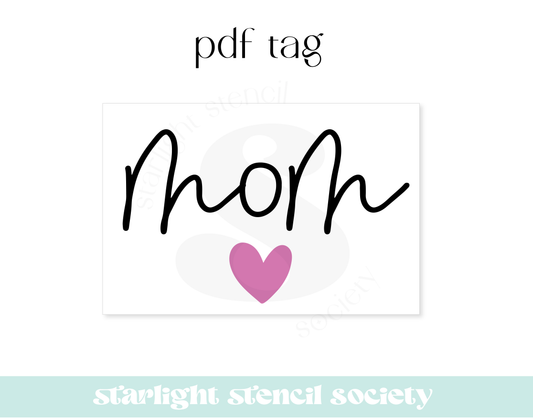 Mom Heart Rectangle PDF Tag