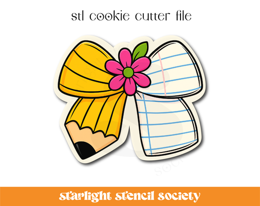 Notebook Pencil Bow STL Cookie Cutter File