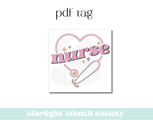 Nurse Pink Stethoscope Square PDF Tag