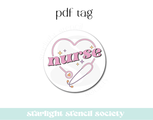 Nurse Pink Stethoscope PDF Tag