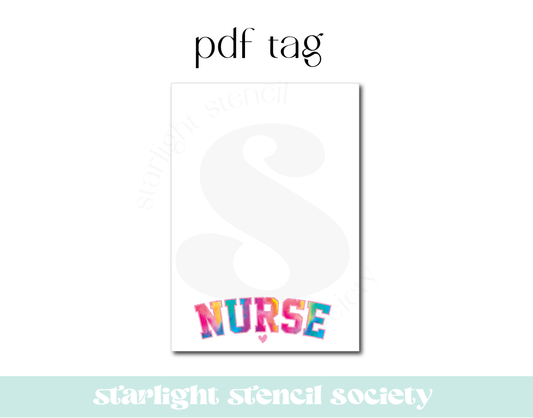 Nurse Tie Dye Cookie Card PDF Tag