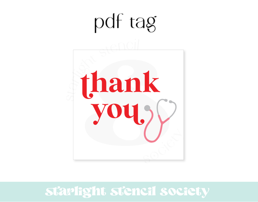 Thank You Pink Square Stethoscope PDF Tag