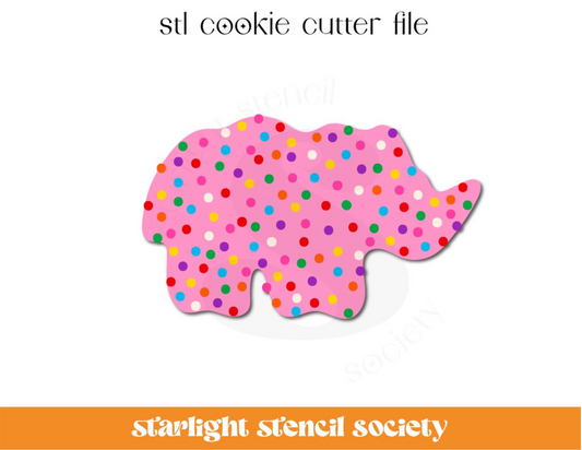 Rhino Animal Cracker Cookie STL Cookie Cutter File