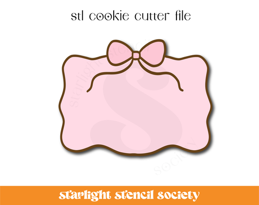 Ribbon Label Plaque STL Cookie Cutter File