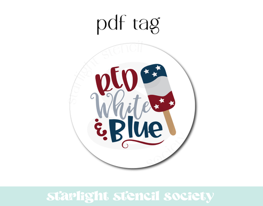 Red White Blue Popsicle PDF Tag