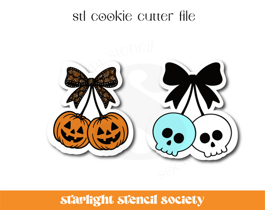 Spooky Bow Pumpkins/Skull STL Cookie Cutter File