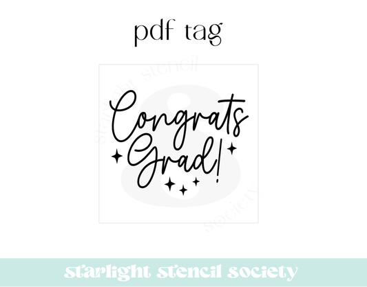Congrats Grad Stars Square PDF Tag