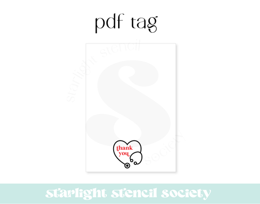 Thank You Stethoscope Cookie Card PDF Tag
