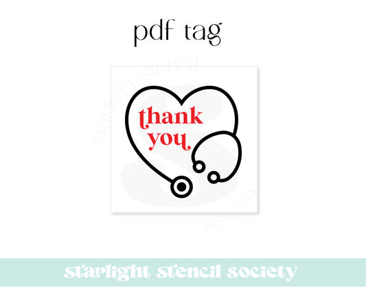Thank You Stethoscope Square PDF Tag